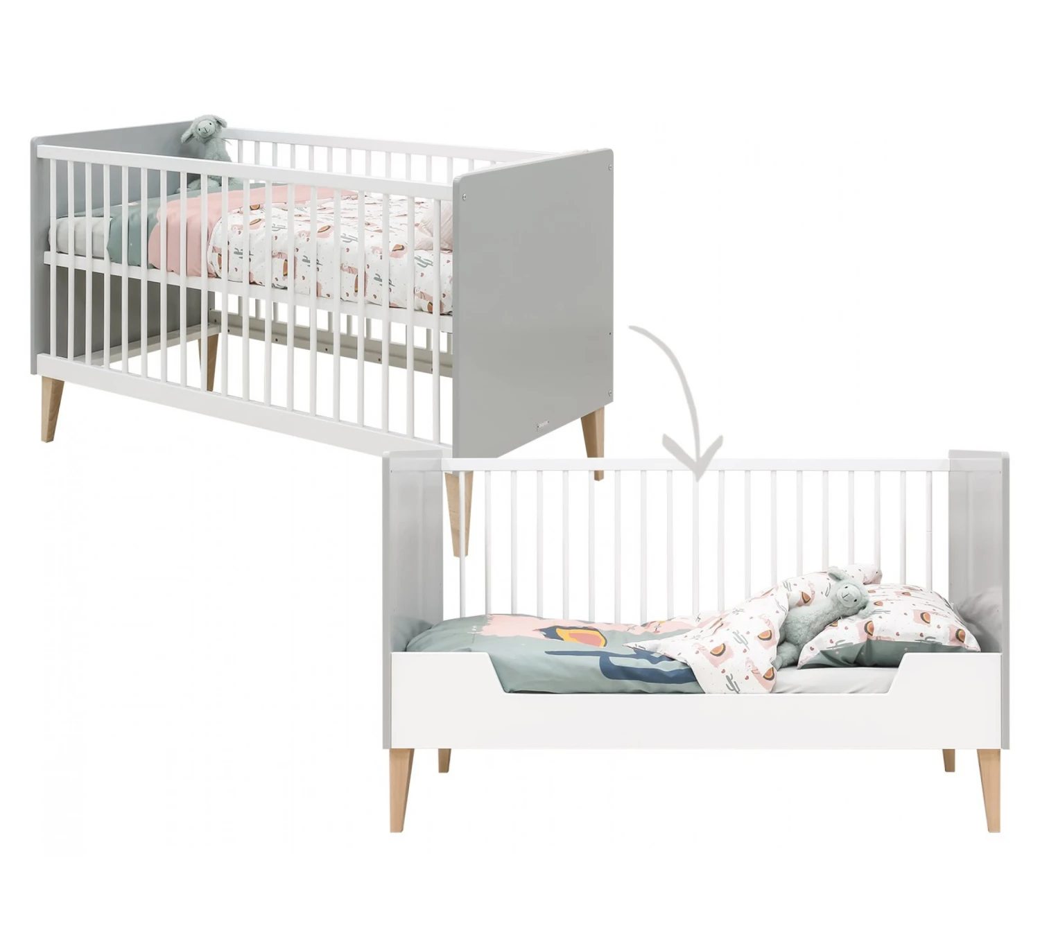 Bedbank Emma 70x140 Wit/grijs 1 Bedbank Emma 70x140 Wit/grijs