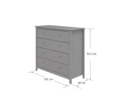 Commode Luna 4-Laden - Grey -Kinderwagens Verkoop flexa commode luna 4 laden grey 3